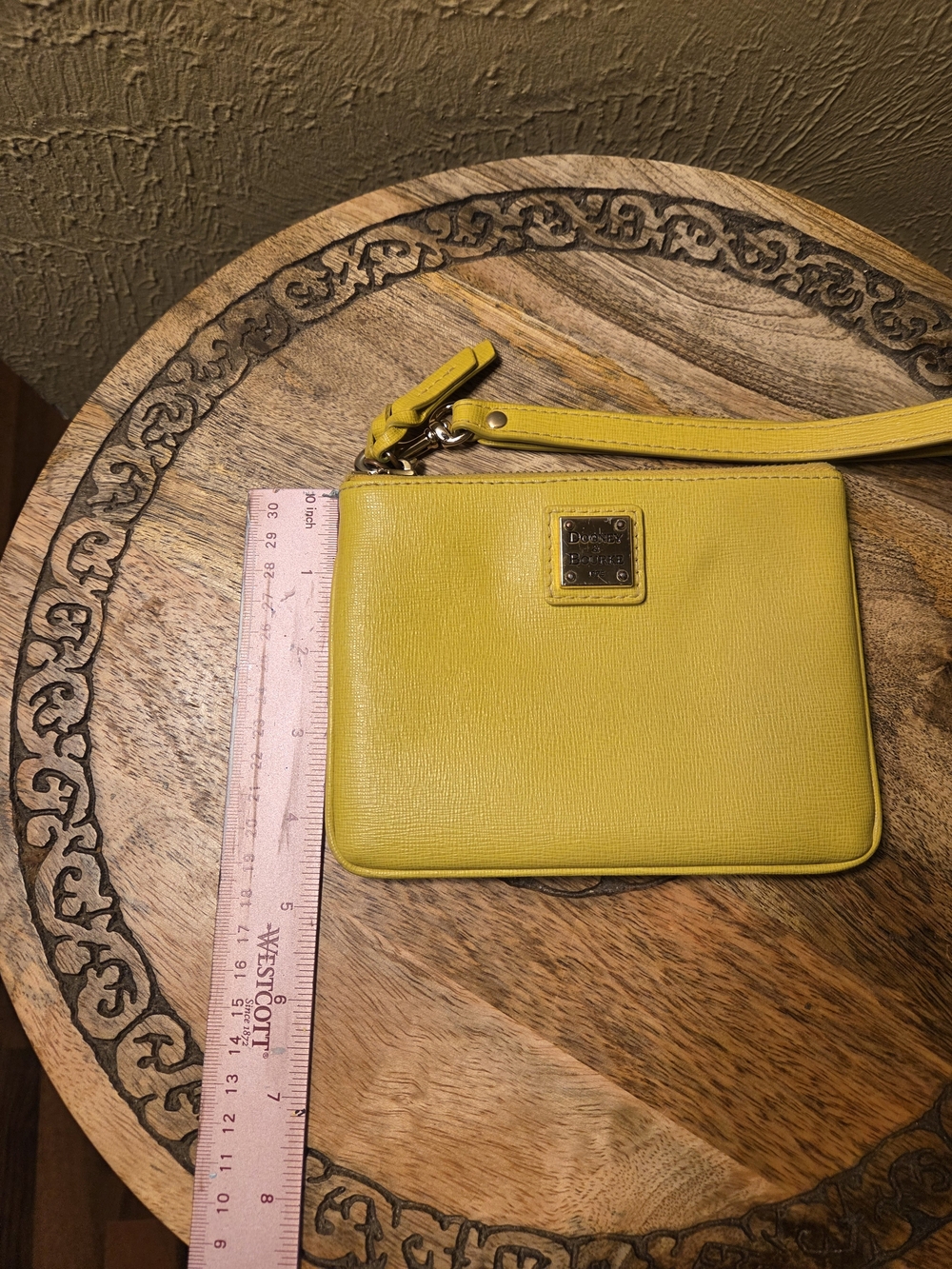 Dooney & Bourke Dandelion Yellow Leather Wristlet Pouch - Picture 12 of 13